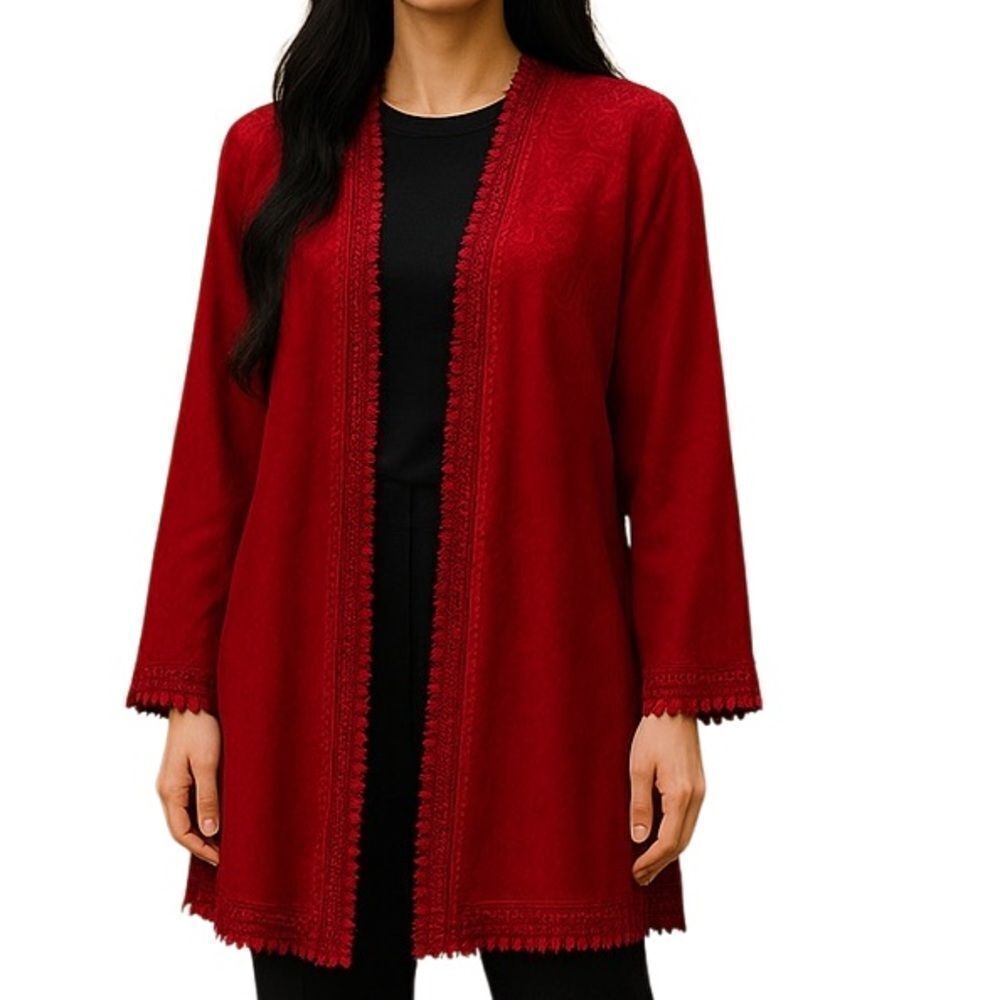 Belle Amie Lightweight Open Front Cardigan, red size large women’s